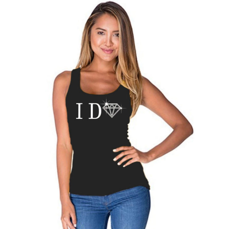 I Do with Bling Diamond Fitted Tank - Chicago Bridal Store Company