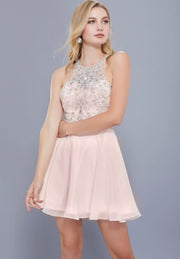 Nude Color Glamour Bodice Short Dress - Chicago Bridal Store Company