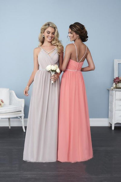 Bling Straps Chiffon A Line Bridesmaid Dress - Chicago Bridal Store Company