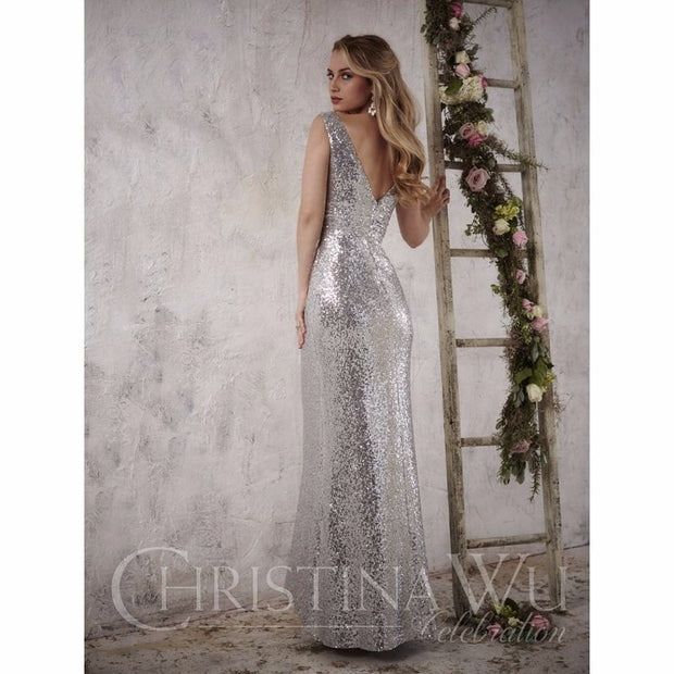 Christina Wu Occasions 22708 V Neck Sequin Bridesmaid Gown - Chicago Bridal Store Company